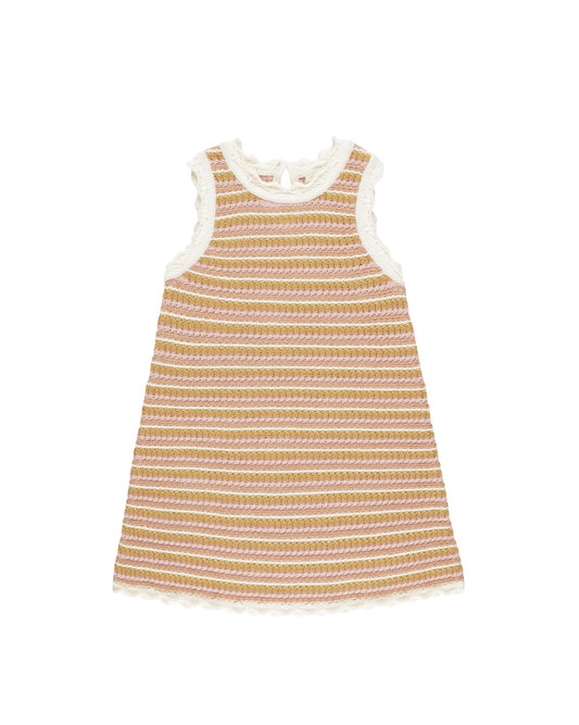 Crochet Tank Mini Dress - Pink Stripe