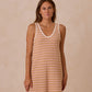 Womens Crochet Mini Dress - Pink Stripe