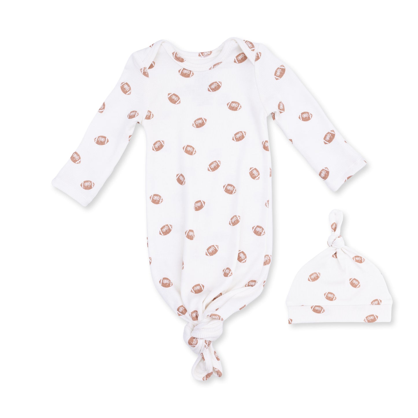 Mini Footballs Knotted Gown & Knotted Hat Set