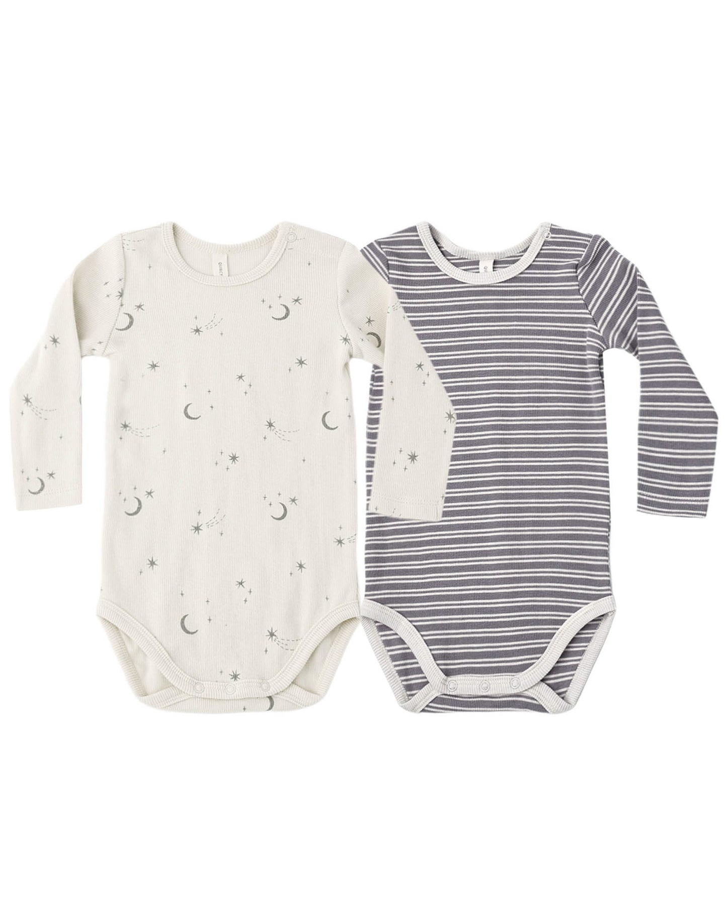 Ribbed Bodysuit Two-Pack: Slate Microstripe + Celestial