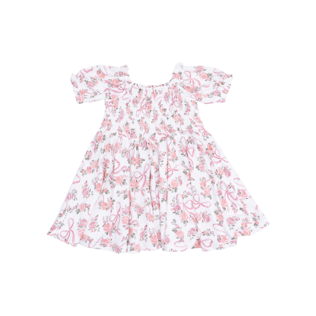 Ribbons & Flowers - Puff Sleeve Smocked Dress