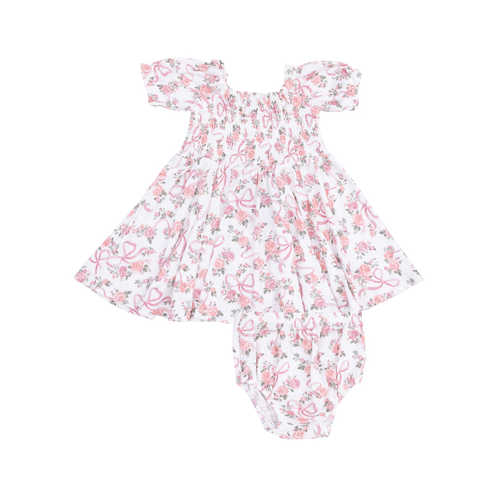 Ribbons & Flowers - Puff Sleeve Smocked Dress