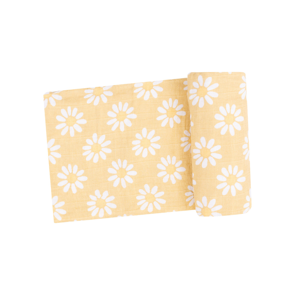Yellow Mod Daisy Swaddle Blanket