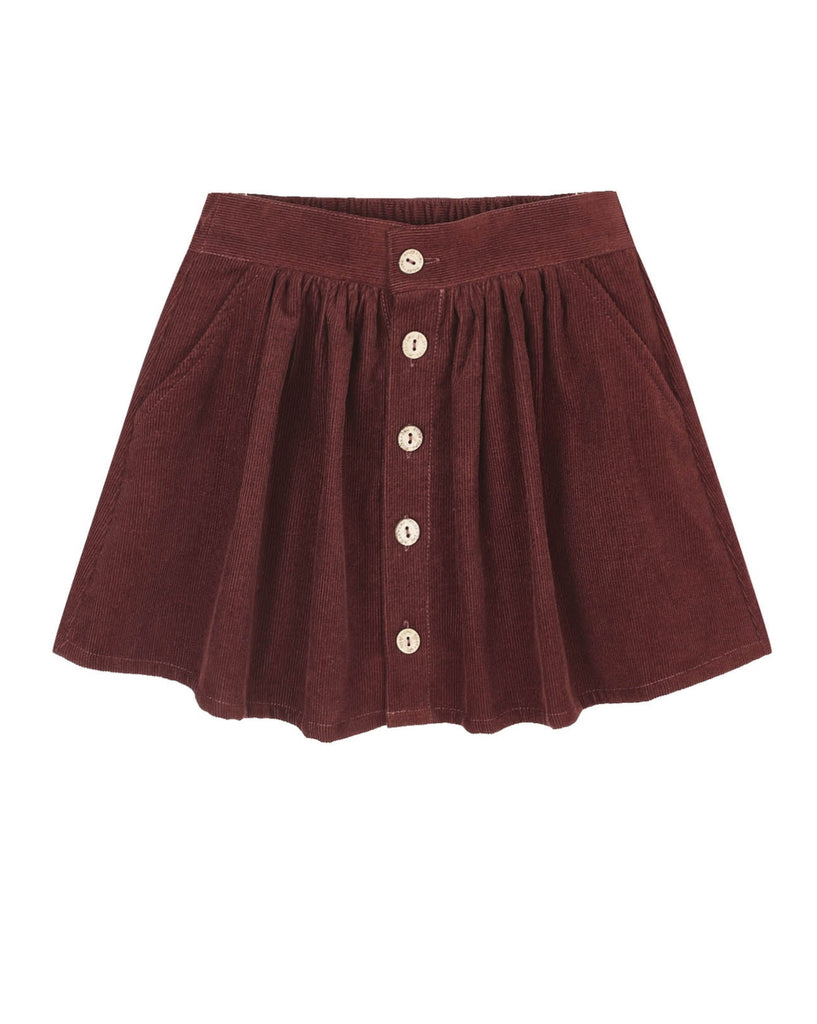 Button Front Mini Skirt - Burgundy