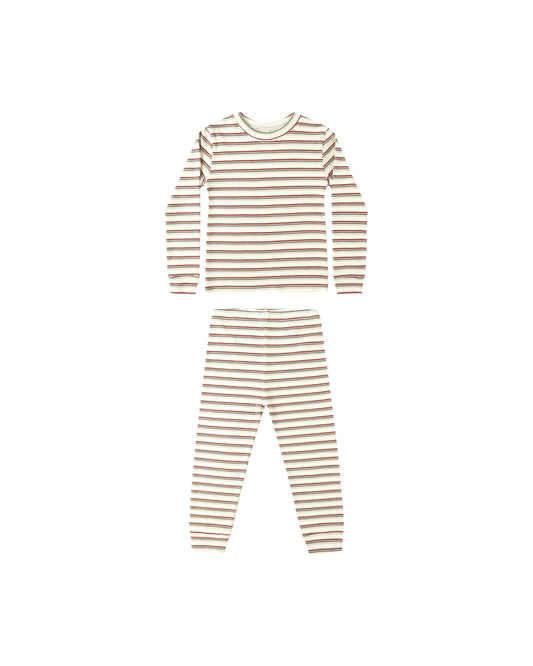 Organic Long Sleeve Pajama Set - Holiday Stripe