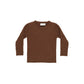 A long sleeve knit top in brown color, displayed against a plain background.