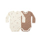 Ribbed Bodysuit, 2-Pack - Cedar Micro-Stripe + Acorns