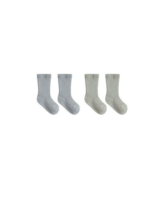 Socks Set - Fern + Steel Blue