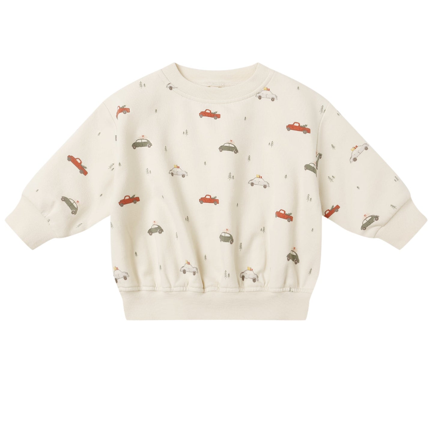 Children's sweatshirt with car pattern on a white background