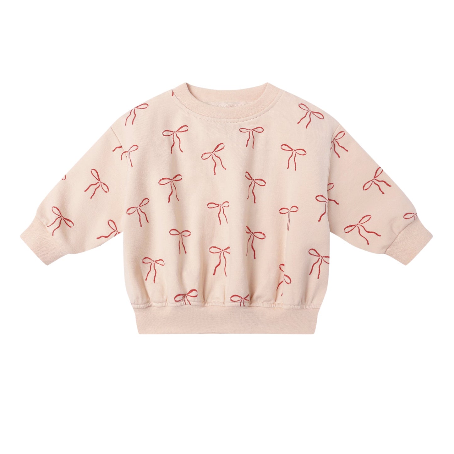 Pink sweatshirt with bow pattern on a pink background