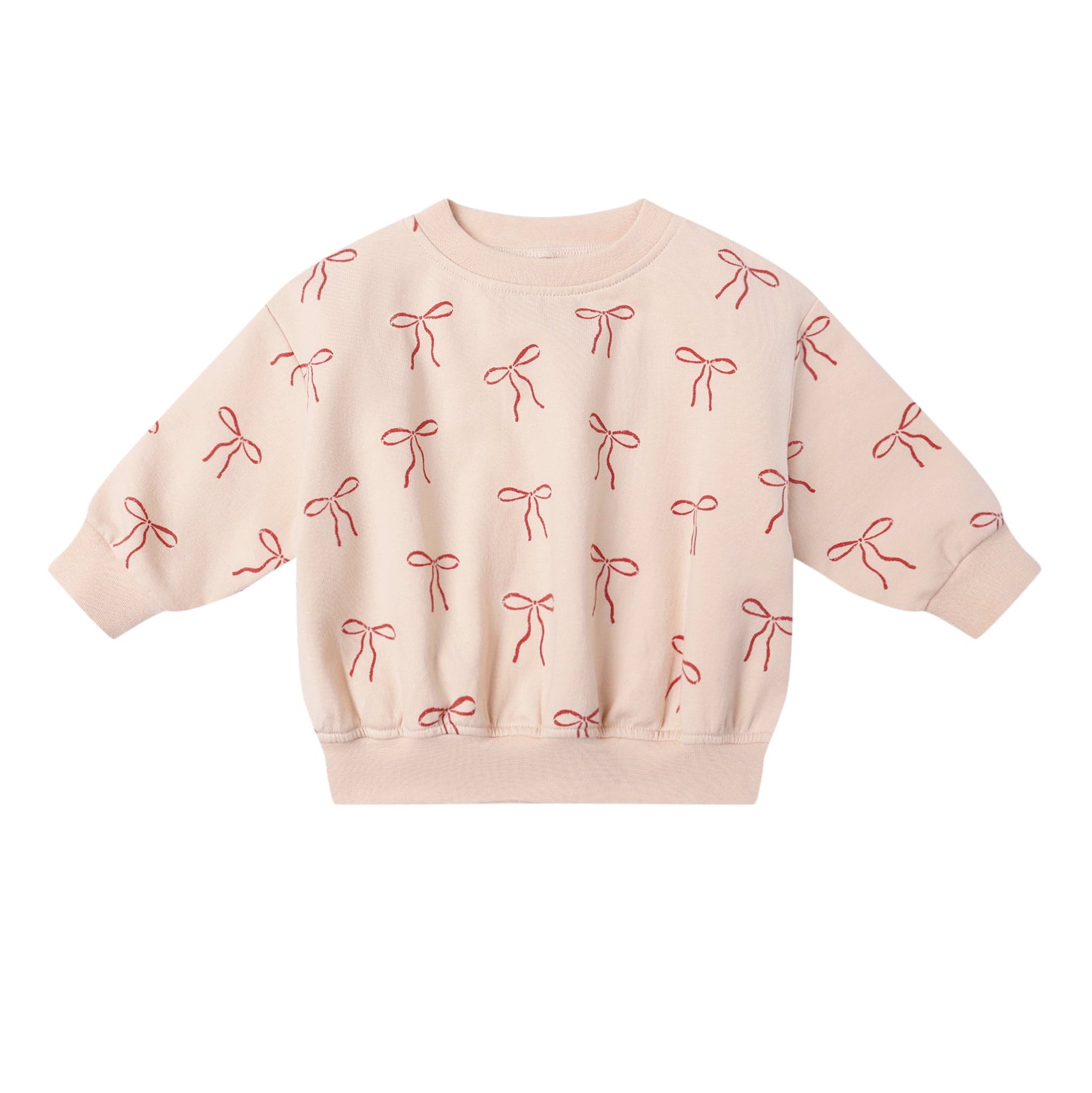 Pink sweatshirt with bow pattern on a pink background