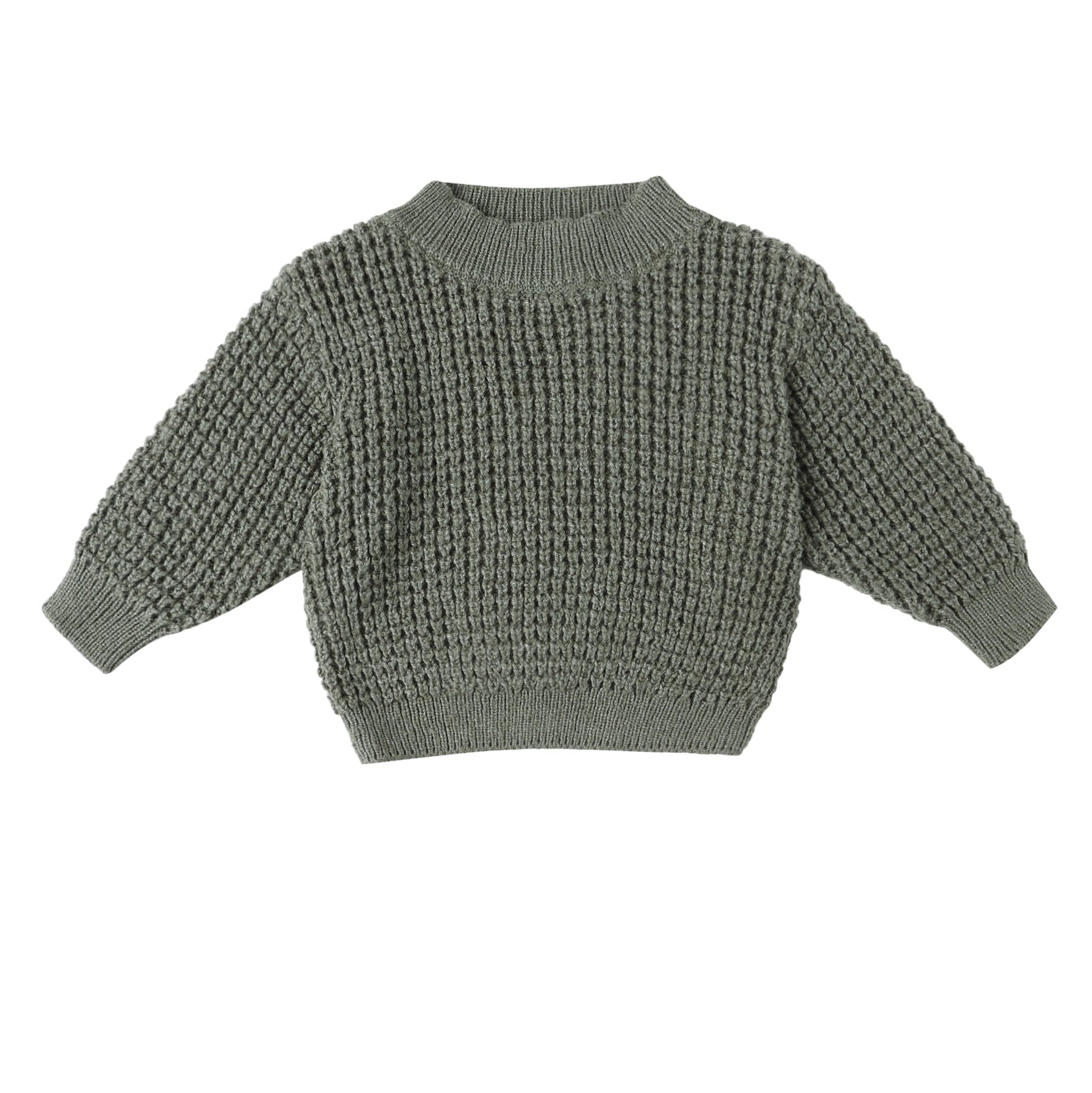 Green knitted sweater on a white background