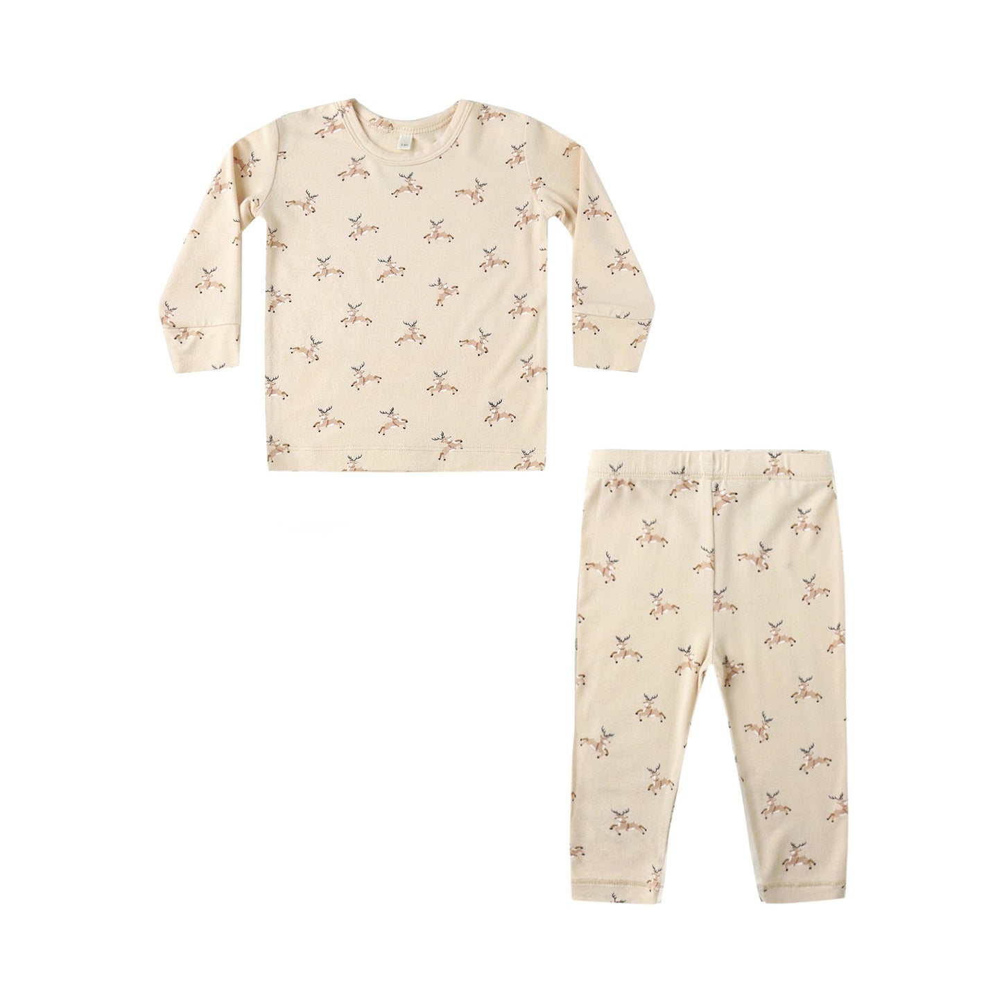 Children's pajama set with long-sleeve top and pants on a natural background
