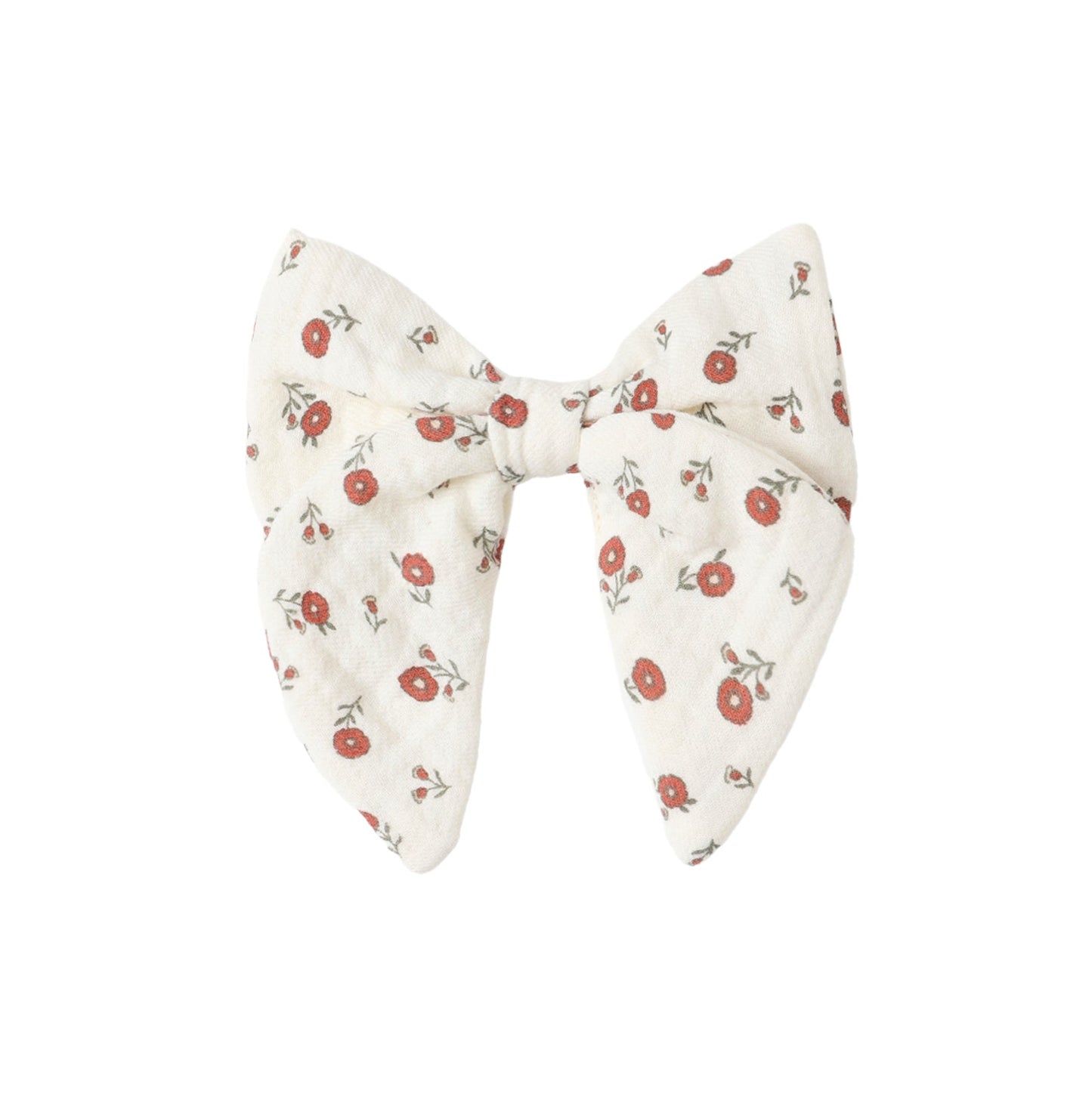 Floral-patterned bow on a white background