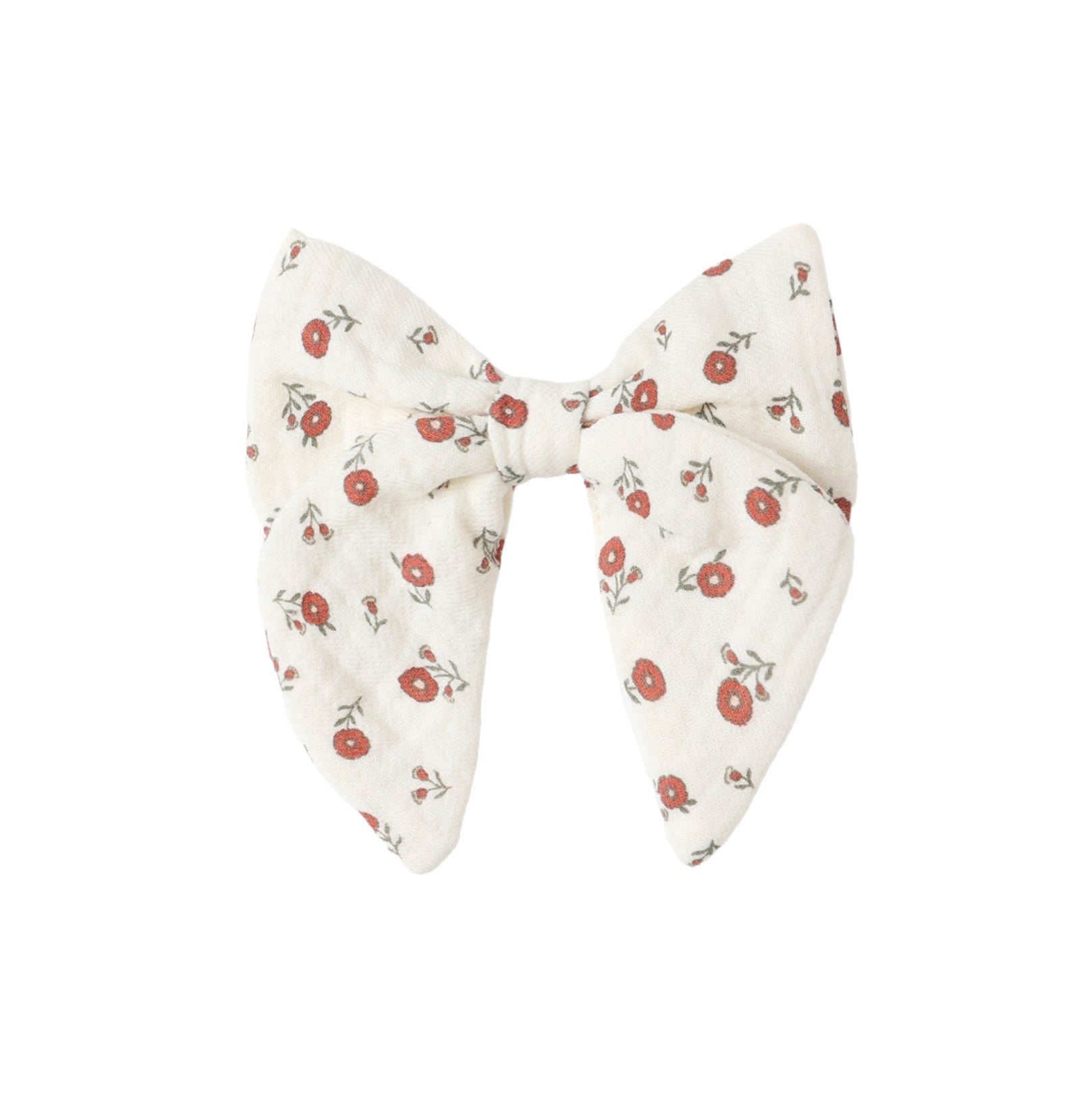Floral-patterned bow on a white background