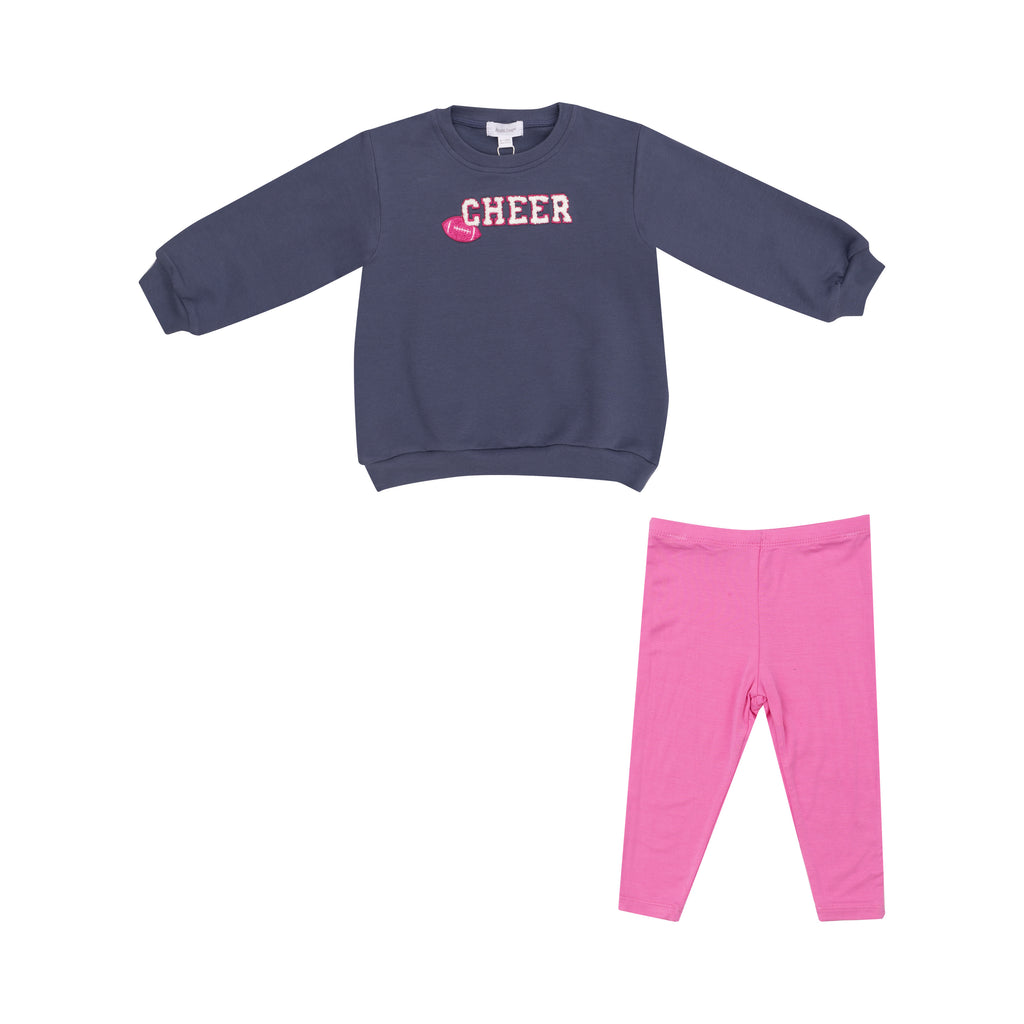 Footballs French Terry Puffy Oversized Sweatshirt & Pink Rib Legging